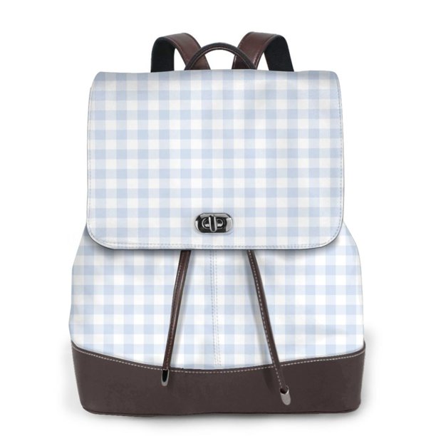 Fotbe Blue Checkboard Mochila Bolso con Estampado para Mujer, Mochila Antirrobo de Nylon Impermeable, Bolsa Ligera de Hombro