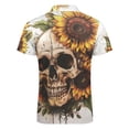 thumbnail image 5 of Sunflower Skull (7) Men Zipper T-shirt Summer Casual Short Sleeve T-shirt Top, 5 of 7