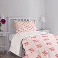 thumbnail image 3 of Ambesonne Coral Quilted Bedspread Set 2 Pcs, Checkered Fleur De Lis, Twin Size, Pale Pink Coral, 3 of 5