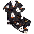 thumbnail image 4 of Weebloom Halloween Kids Pajamas Girls Cute Ghost Pajamas Set Soft Printed Kids Short Sleeve Button Down Shirt Shorts Cute Holiday Outfit Tween Sleepwear Nightwear Pjs Loungewear 10-11 Years, 4 of 4