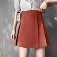 thumbnail image 2 of Cavosen A Line Skirts Women Loose Solid Pleated Elastic Waist Mini Skirt Ladies Casual Breathable Summer Skirt Red XXL, 2 of 8