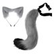 thumbnail image 1 of Decoración de Halloween, colgante de cola de animal en 3D, bonito, para mujer, con pompones, cola peluda de moda, cola de peluche de 50 cm con diadema de orejas de peluche., 1 of 1