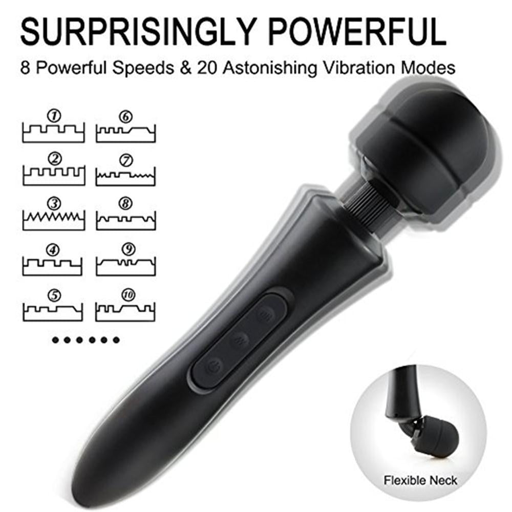 Happon Personal Wand Massager, USB Rechargeable Electric Massager, Relieve Back, Neck & Muscle Pressure (Black)