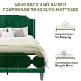 thumbnail image 4 of Einfach Queen Size Platform Bed Frame with Curved Velvet Wingback Headboard & USB Charging Station, Green, 4 of 8