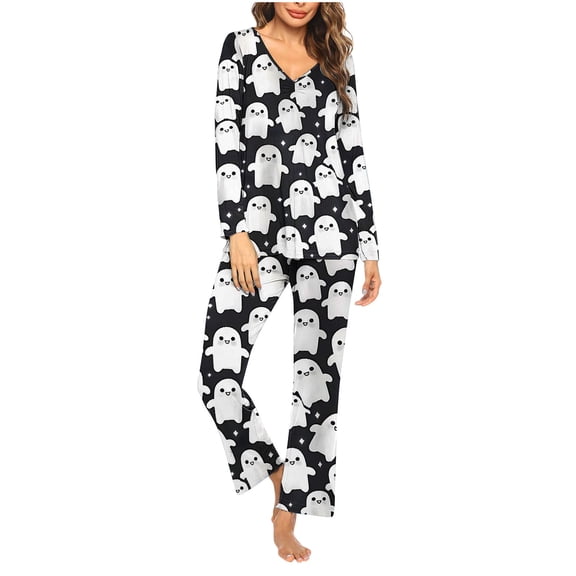 WFJCJPAF 2026 New 2026 ! 2026 Pajamas for Women Large,Ladies' 2026 Printed Casual Long Top And Pants Pajama Set - Black S