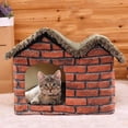 thumbnail image 6 of Pet Bed House Double Roof Red Brick House Covered Dog Bed House Shape Nonslip, 6 of 8
