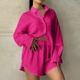 thumbnail image 2 of Bovxnpu Summer Casual Outfits For Women, 2 Piece Lounge Sets, Fashion Women Solid V-Neck Button Casual 3/4 SLeeve Top+ Short Pant Set XL, 2 of 5