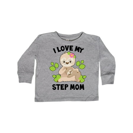 

Inktastic Cute Sloth I Love My Step Mom with Green Leaves Gift Toddler Boy or Toddler Girl Long Sleeve T-Shirt