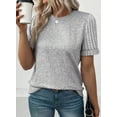 thumbnail image 5 of DOKOTOO Womens Tops Summer Short Sleeve Shirts Casual Crewneck Basic T-Shirts Knit Solid Loose Tee Blouses, 5 of 8