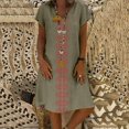 thumbnail image 1 of CHOK Robes pour Femmes 2022 Style d'Été pour Femmes Col en V Imprimé Coton et Lin Décontracté Grande Taille Robe pour Dames Robe Décontractée pour Femmes Noir + L, 1 of 6