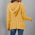 thumbnail image 4 of Htigea Womens Hooded Sweaters Cable Knit Long Sleeve Hoodies Oversized Casual Pullover Tops Solid Sweater Yellow L, 4 of 8