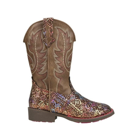 

Roper Girls Aztec Glitter Square Toe Cowboy Casual Mid Calf Boots