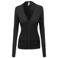 thumbnail image 1 of FashionOutfit Women's Solid Deep V-Neck Button Down Closure Cardigan, 1 of 3