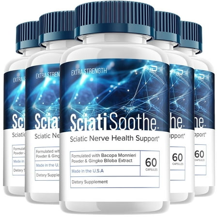 SciatiSoothe Brain Supplement - Sciati Soothe for Memory Formula, Cognitive Function, Focus, Reduce Negative Effects of Brain Fog, 5 Pack, 300 Capsules