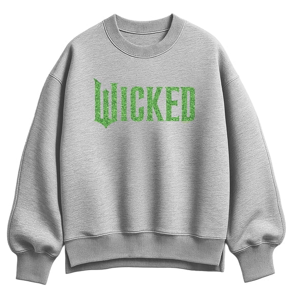Wicked - Green Glitter Logo - Women's Oversized Fleece Crew Sweatshirt