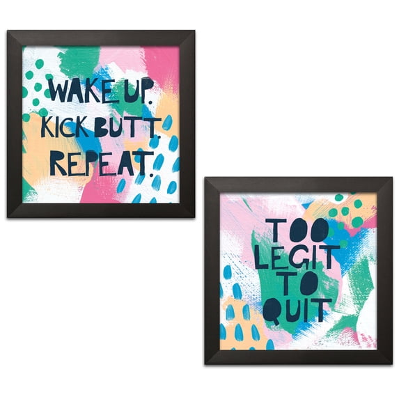 Gango Home Decor Contemporary Bright Inspiration III & IV by Moira Hershey (Ready to Hang); Two 12x12in Black Framed Prints