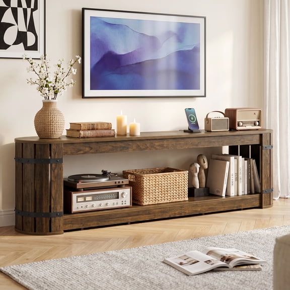 Finmind 82.68 Inch TV Stand for TVs up to 90 Inch, 2-Tier Media Entertainment Center