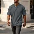 thumbnail image 6 of VEXRO Waffle Henley Tee Tops for Men Classic Fit Short Sleeve Knit Button Shirts for Casual & Daily, 6 of 7
