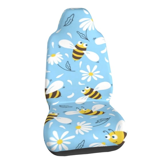 Cheerful Bee And Daisy Car Seat Covers Stretch Car Seat Protectors Universal Fit