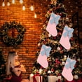 thumbnail image 5 of Beautynvta Christmas Stockings, 18'' Plush Xmas Stockings with Bow Bell, Holiday Candy Gift Bags, Personalized Xmas Hanging Stockings for Fireplace Family Christmas Decorations, 5 of 6