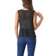 thumbnail image 3 of INSPIRE CHIC Women's Floral Crochet Hollow Out Sleeveless Open Front Vest Cardigan M Dark Grey, 3 of 6