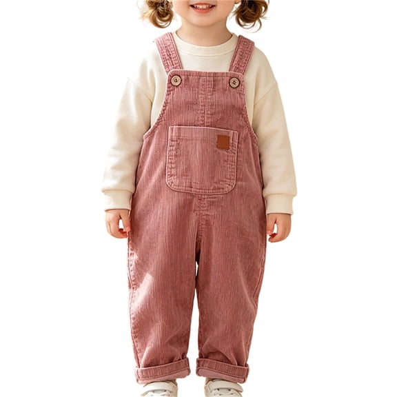 Ruyang Kids Toddlers Overalls Solid Adjustable Strap Loose Fit Jumpsuits Boys Girls Trendy Cotton Casual Rompers All-Season