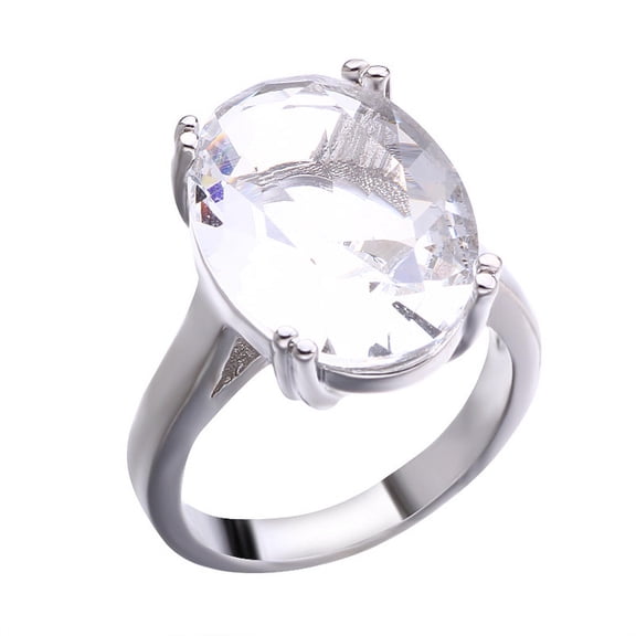 Women's Goose Egg Diamond Inlaid With Sea Blue Topaz Ring