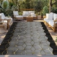 thumbnail image 2 of Ombre Gray Geometric Outdoor Rug for Patio/Deck/Porch, Non-Slip Large Area Rug 5 x 8 Ft, Modern Abstract Art Indoor Outdoor Rugs Washable Area Rugs, Reversible Camping Rug Carpet Runner, 2 of 8