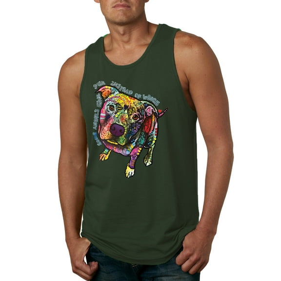 Dean Russo Some Angels Dog Lover Mens Graphic Tank Top, Forest Green, X-Large