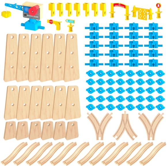 Set de Construcción y Juego de Vías de Tren de Madera Orbrium - 115 piezas