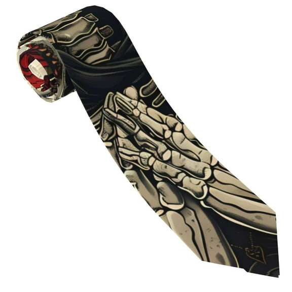 Yiaed Gothic Skull With Roses Print Men's Ties Silk Business Necktie for Husband Father Valentine's day Father's Day Gift