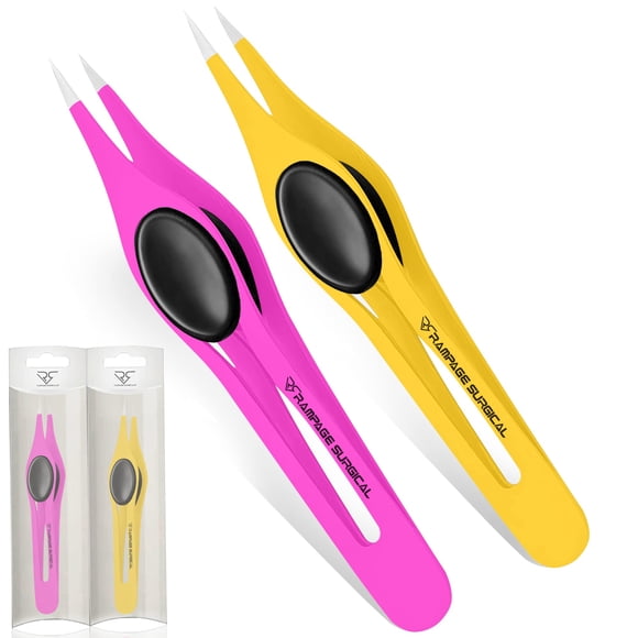 Set de 2 o 3 pinzas para cejas Rampage Surgical con punta fina