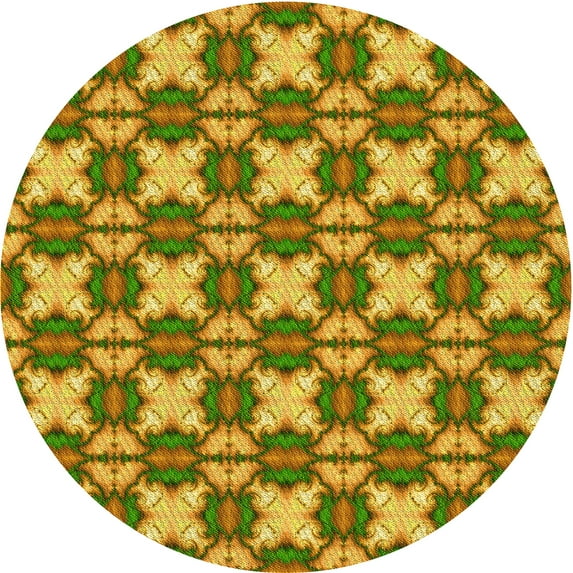 Ahgly Company Indoor Round Patterned Cookie Brown Area Rugs, 8' Round