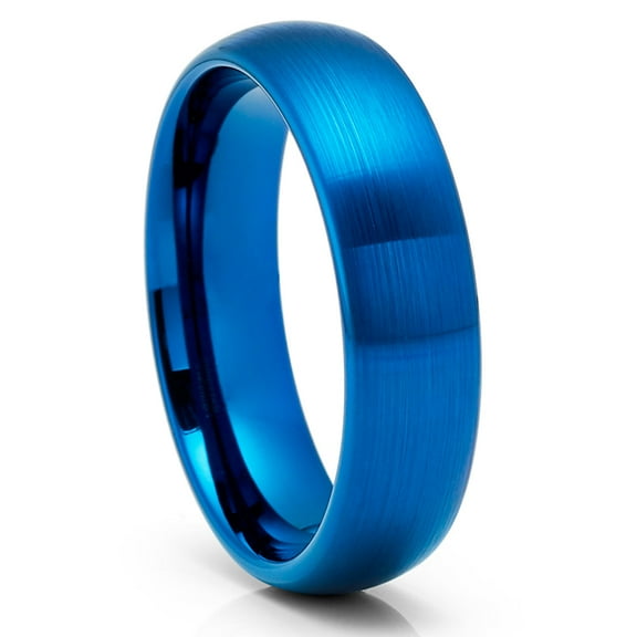 Blue Tungsten Wedding Ring,6mm Wedding Ring,Tungsten Carbide Ring,Brushed Blue Tungsten Ring,Comfort Fit Ring