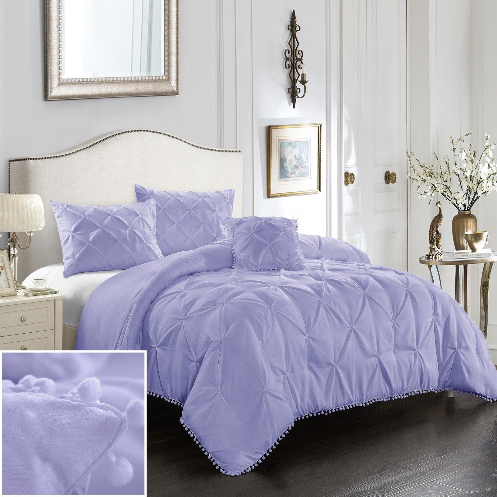 Evolive 4pc Set Pinch Pleat/Kiss Pleat, Pintuck Comforter ...