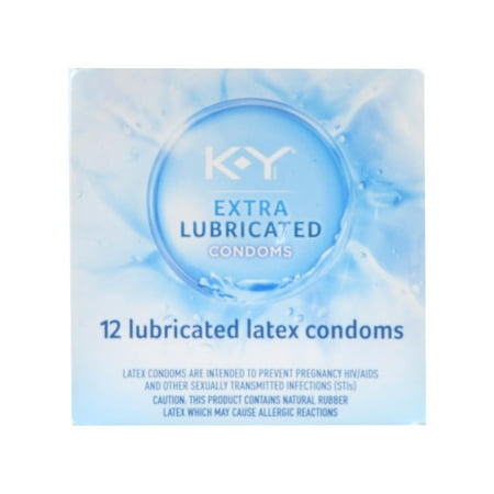 K-Y Condoms Extra Lubricated Latex Condoms, Ultra Thin with Extra Lubricant, 12
