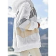 thumbnail image 2 of Womens 2024 Winter Fuzzy Fleece Jacket Hooded Color Block Patchwork Cardigan Coats Outerwear with Pockets, 2 of 2