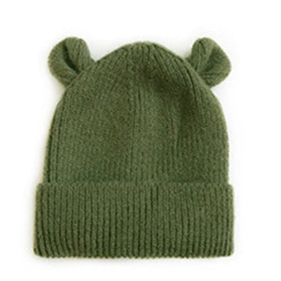 Staki Baby Winter Beanie Hat,Kids Cute Bear Ears Soft Knit Beanie for Infant Boys Girl Warm Winter Hat Caps(Green,One Size)