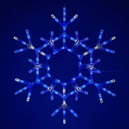 Kringle Traditions 36” Blue/Cool White LED Christmas Snowflake Light Fold-Flat Outdoor Lighted Snowflake