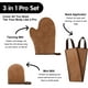 thumbnail image 3 of BEMS-Juego de guantes marrones de 3 piezas, guantes marrones tres en uno, reutilizables, 3 of 5