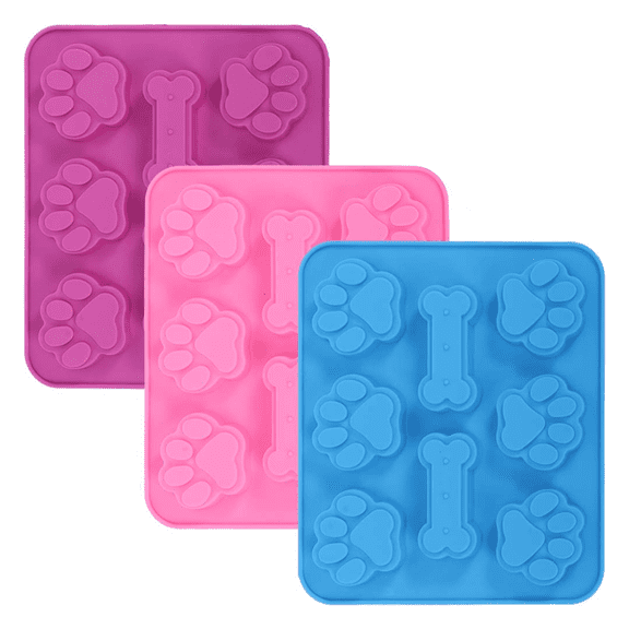 3 Pcs Paw and Bone Molds, Silicone Baking Mold for Chocolate, Candy, Jelly, Ice Cube, Dog Treats
