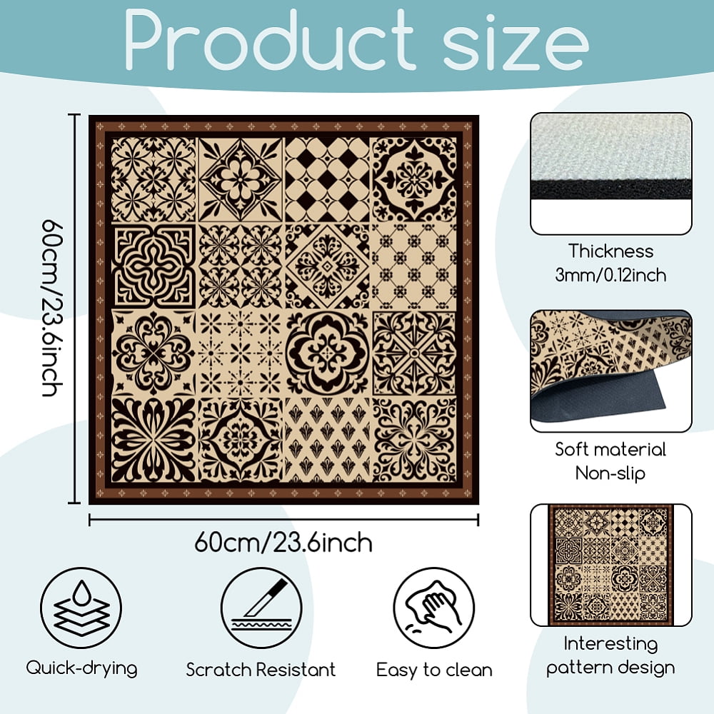 Black and White Tile Pattern Washer Dryer Dust Cover 23.6×23.6inch Washing Machine Top Protector Pads Non Slip Washing Machine Top Covers