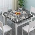 thumbnail image 3 of Black Tie Dye Pattern Square Fitted Tablecloth with Elastic Edge,Square Table Cover,Washable Elastic Table Cover for Home Kitchen Party Decor 34"x34", 3 of 6