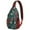 Dark Green Christmas, variant on Sling Backpack,Turquoise Christmas Tree Pattern Sling Bag with Water Bottle Holder,Waterproof Sling Bag for Men/Women with Headphone Jack for Hiking,Travel