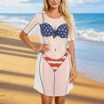 thumbnail image 4 of TIHLMK Women's Bikini Cover Up Dresses Cute Bikini Print Short Sleeve Crew Neck Beach Swimsuit Cover Up, Casual Bathingsuit Shirt Dresses, 4 of 5