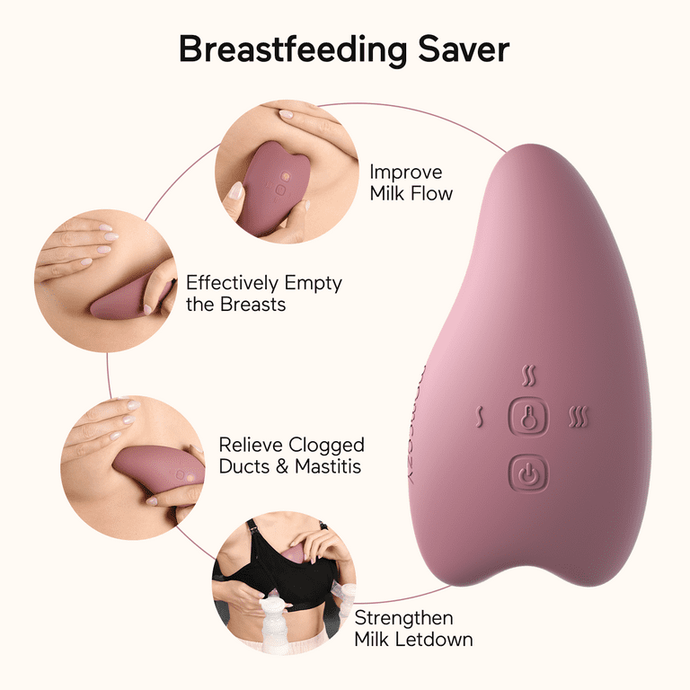 Momcozy Warming Lactation Massager 2-in-1, Soft Breast Massager