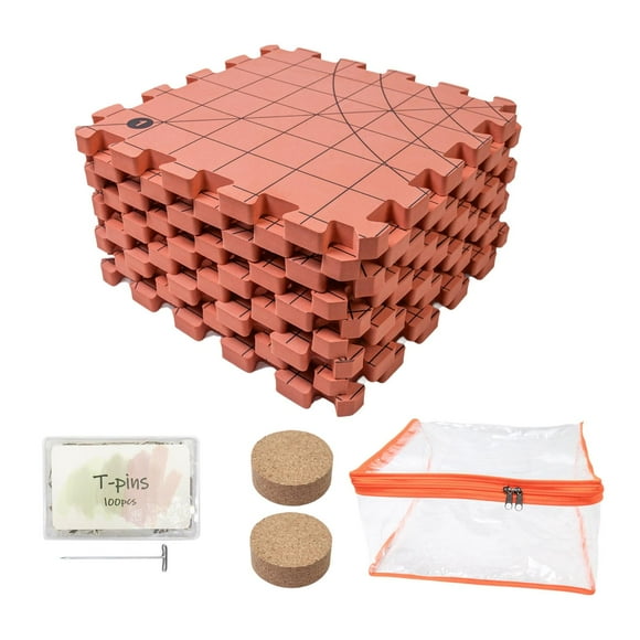 yuksok 9 Pieces Blocking Mats for Knitting DIY Double Sided Printing for Needlework red