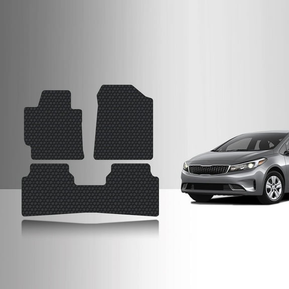 ToughPRO Front   2nd Row Mats Compatible with KIA Forte 2017 - All Weather Heavy Duty (Made in USA) Black Rubber