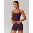 thumbnail image 4 of IBTOM CASTLE 2 Pieces Workout Sets for Women, Cross Back Tank Top Matching High Waist Biker Shorts, Gym Yoga Pilates Outfits L Deep Purple, 4 of 7