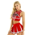 thumbnail image 2 of Oyolan Uniforme de Pom-Pom Girl Sans Manches avec Jupe Robe Rouge TTG, 2 of 8